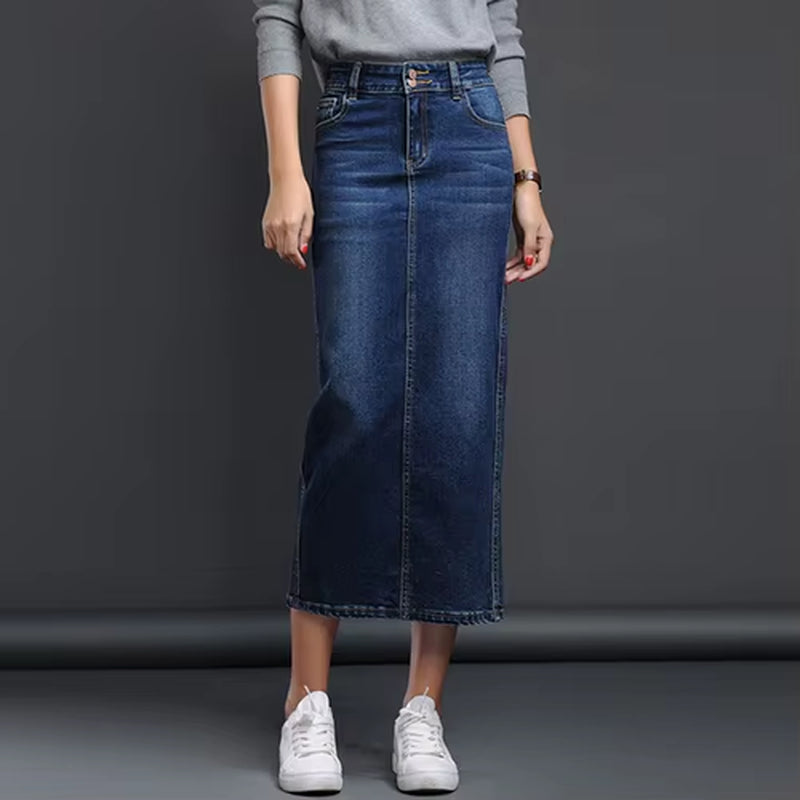 Women Denim Skirt Long Saia Jeans Women'S Skirt Denim Skirts for Women Summer Vintage Black Long Skirts Female Saia