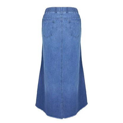 Oversize Fashion Street Skirt 2022 Summer a Line Denim Skirt Women Autumn Sun Skirt Casual Solid High Waist Women'S Long Skirt