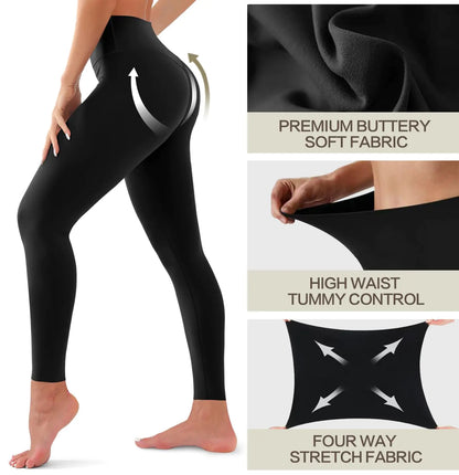 3 Pack Leggings for Women-No See-Through High Waisted Tummy Control Yoga Pants Workout Running Legging Assorted23 Large-X-Large