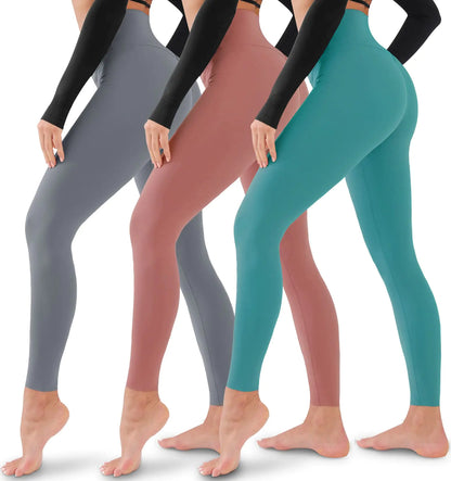 3 Pack Leggings for Women-No See-Through High Waisted Tummy Control Yoga Pants Workout Running Legging Assorted23 Large-X-Large