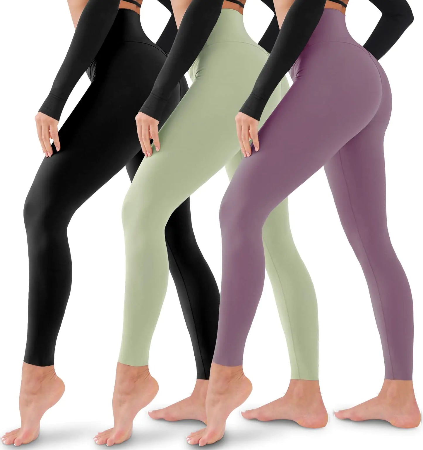 3 Pack Leggings for Women-No See-Through High Waisted Tummy Control Yoga Pants Workout Running Legging Assorted23 Large-X-Large