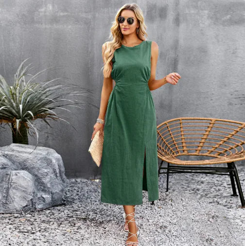 Women's Summer Solid Color Sleeveless Dress