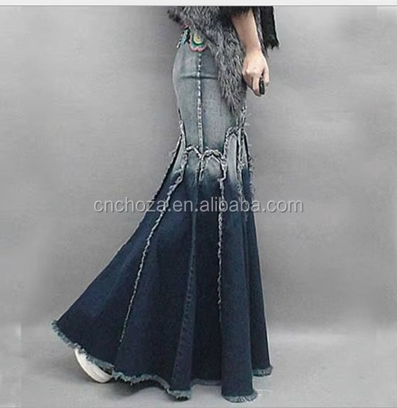 Fashion Wholesale Long Denim Skirts for Women - Style Z57451B