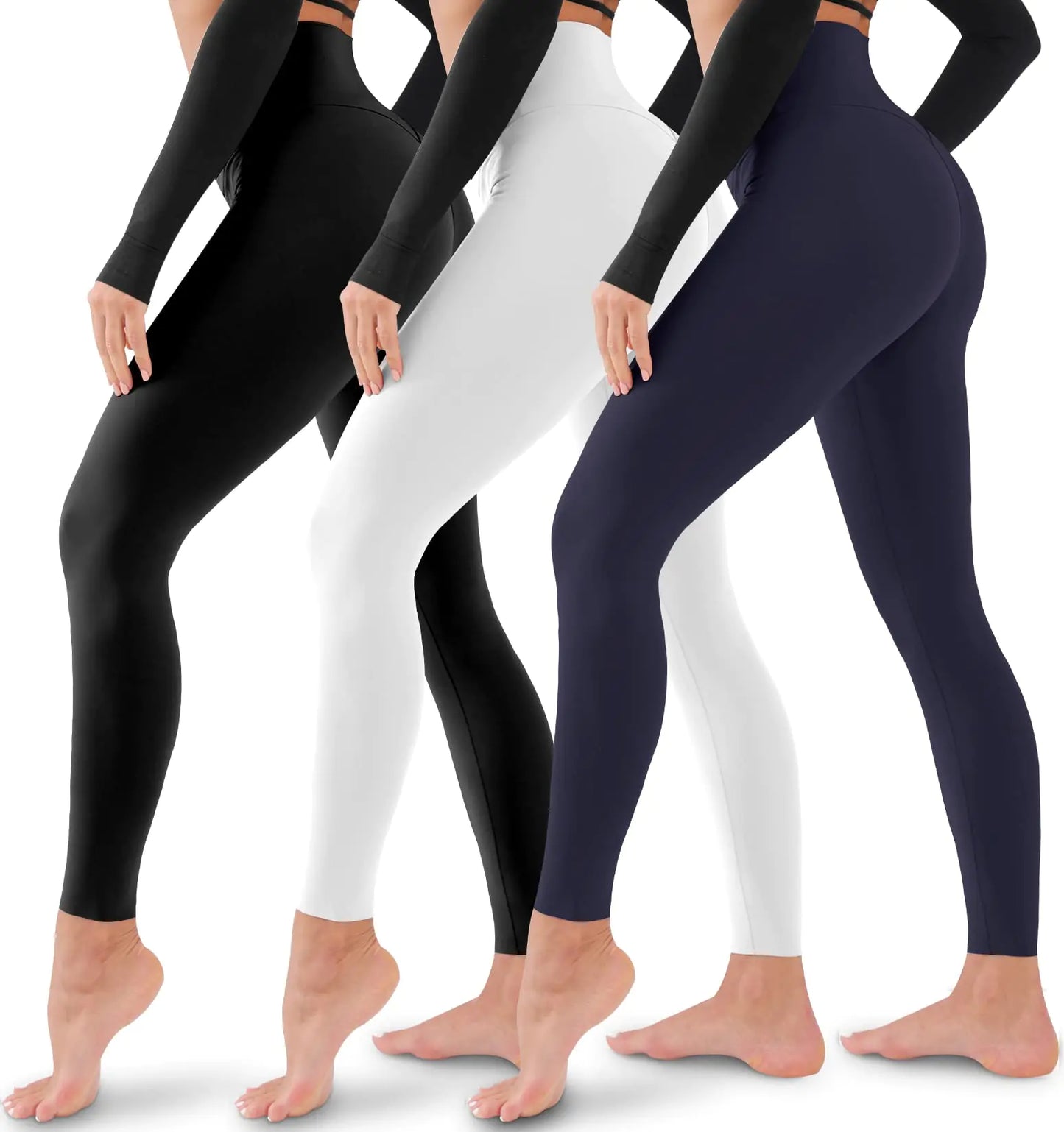 3 Pack Leggings for Women-No See-Through High Waisted Tummy Control Yoga Pants Workout Running Legging Assorted23 Large-X-Large