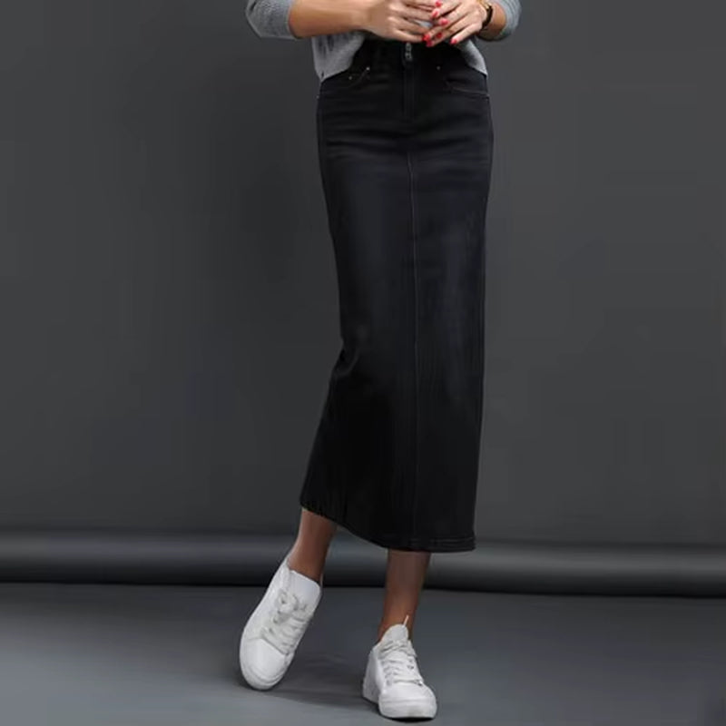 Women Denim Skirt Long Saia Jeans Women'S Skirt Denim Skirts for Women Summer Vintage Black Long Skirts Female Saia