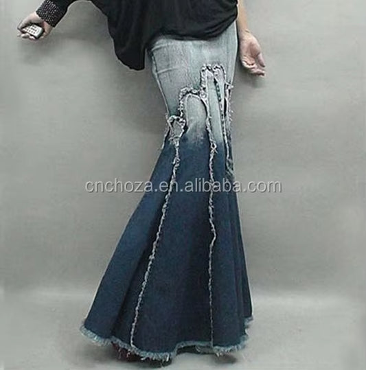 Fashion Wholesale Long Denim Skirts for Women - Style Z57451B