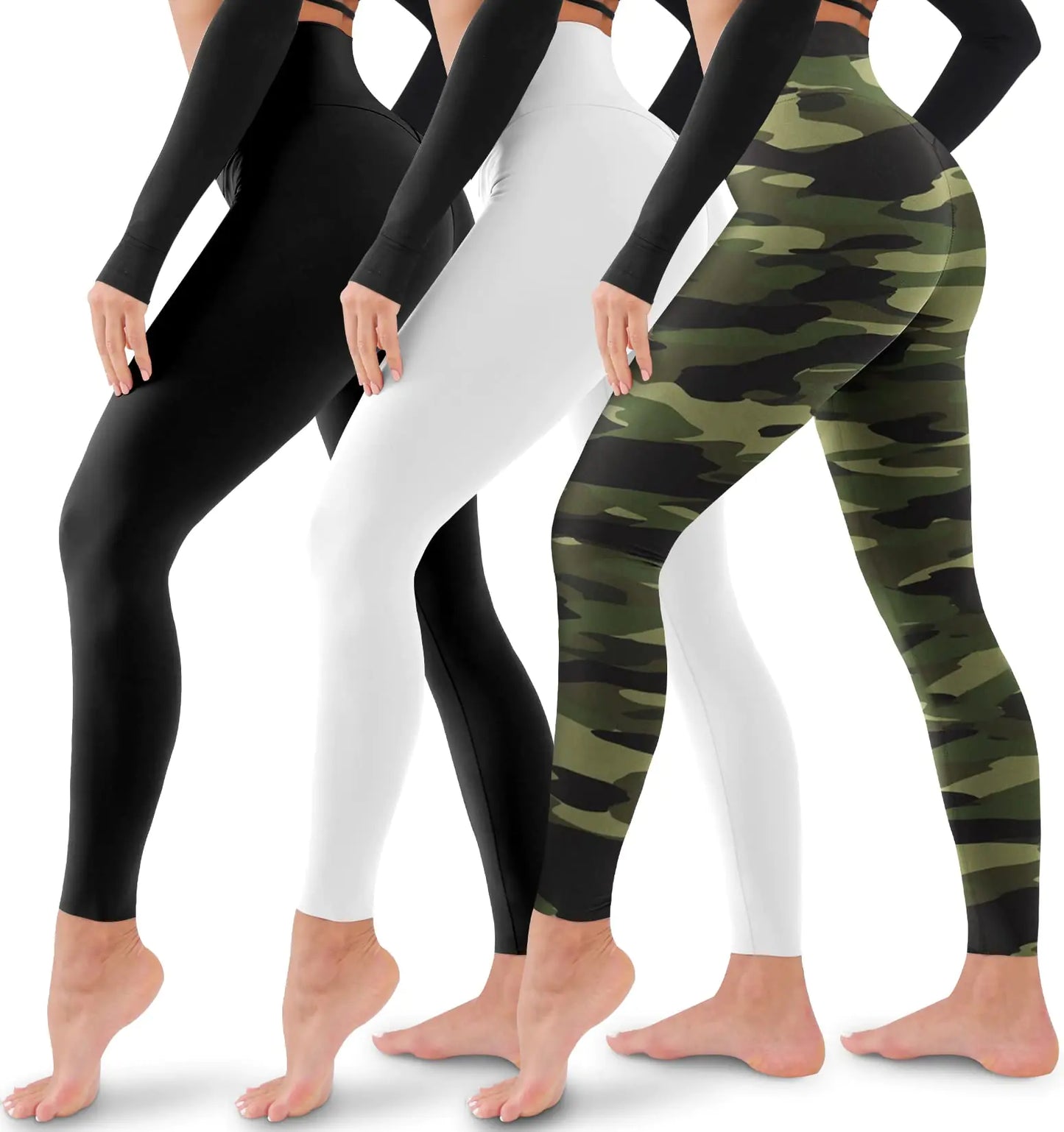 3 Pack Leggings for Women-No See-Through High Waisted Tummy Control Yoga Pants Workout Running Legging Assorted23 Large-X-Large