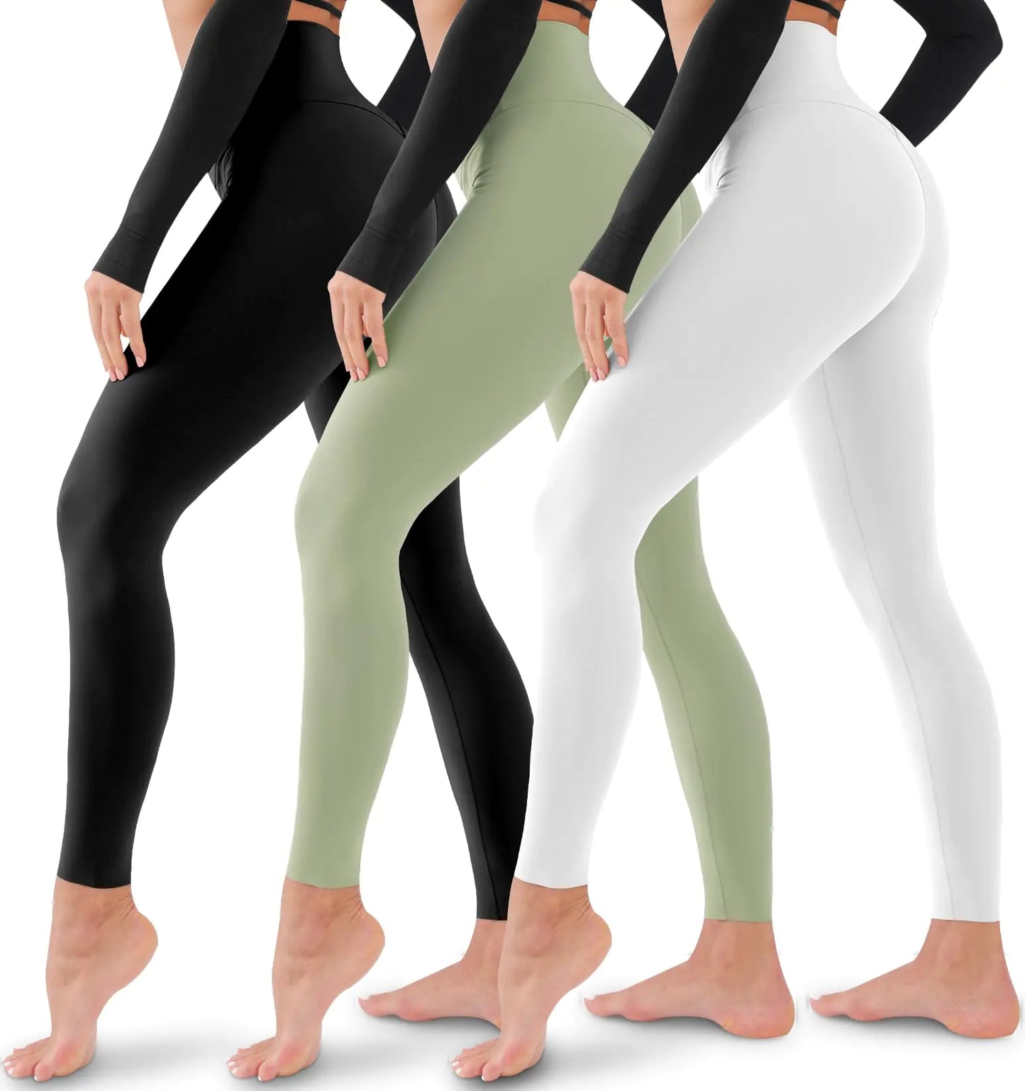 3 Pack Leggings for Women-No See-Through High Waisted Tummy Control Yoga Pants Workout Running Legging Assorted23 Large-X-Large